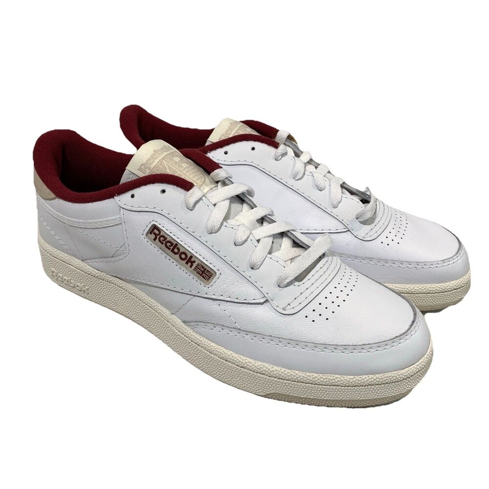 Reebok Club C 85 Vintage Mens 11 Shoes White Maroon Leather Sneakers NEW
